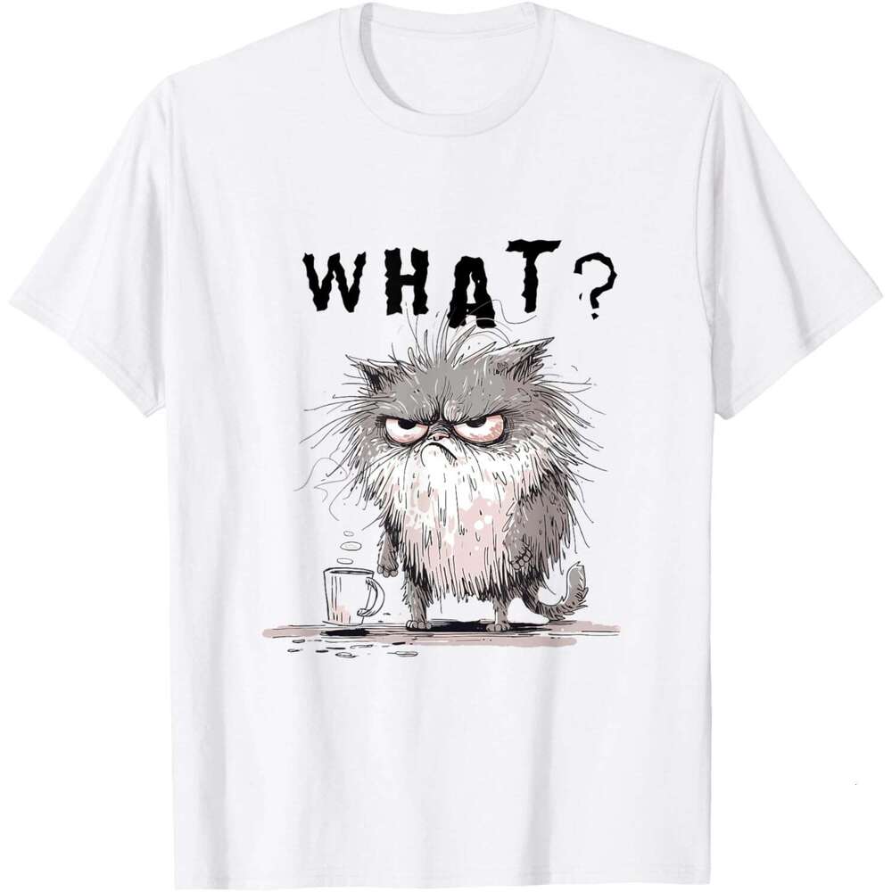 T shirt for Mens Frazzled Coffee Sarcastic Meme Funny Cat Men Women T-Shirt Shirts Tshirt Graphic Tee Casual Tops Clothes Short sleeve