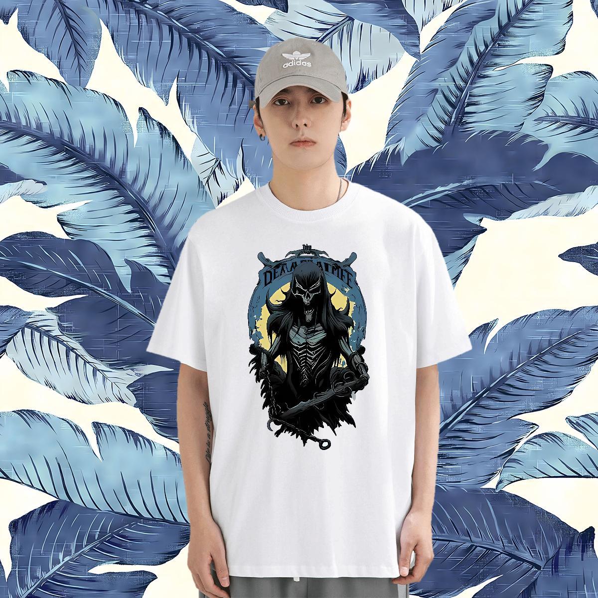 Fashion Designer T Shirt For Man skull Tops Shirt 230g 100% Cotton Anime Printing Street Brand DIY Anime Breathable Crew Neck Men Tees