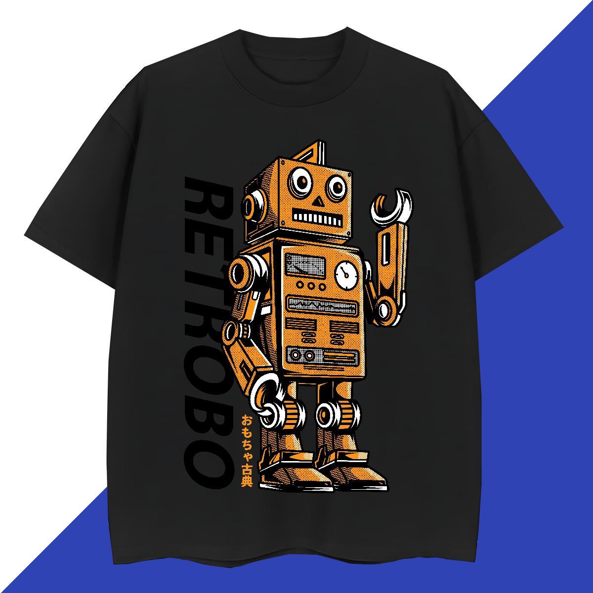 Popular Couples T Shirts Sport 100% Cotton 230g Custom Printing Breathable Crew Neck robot T shirt Brand Tops