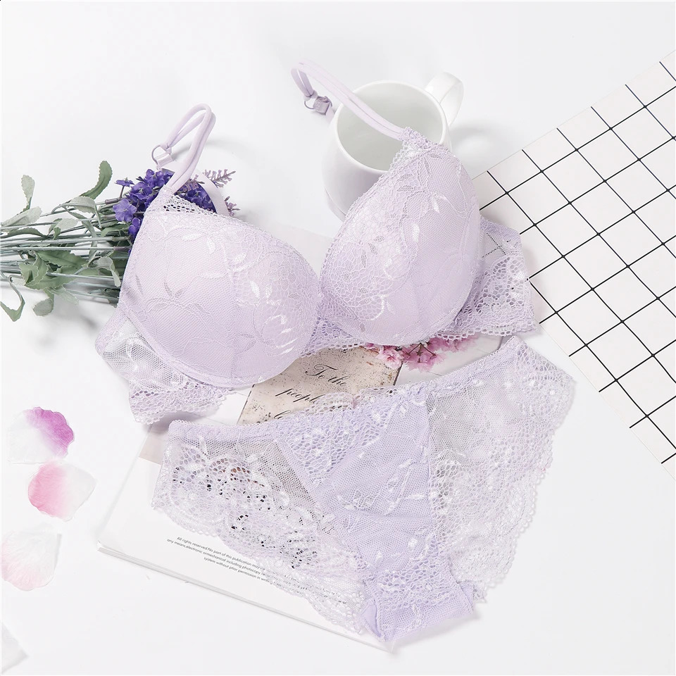 lingerie porno push up bra set intimates lace top and panties lace underwear set 34 cup underwear set women 240812
