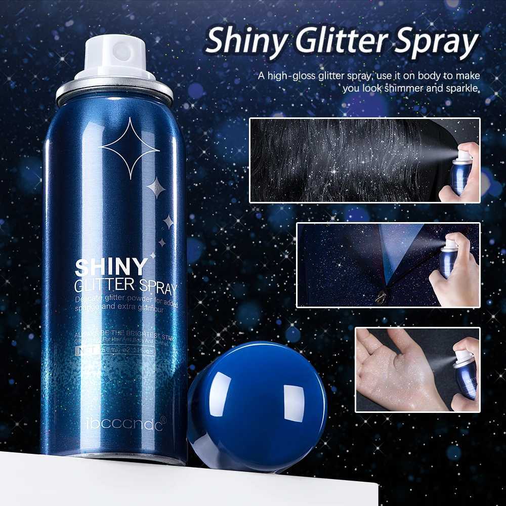 Shiny Silver Glitter Spray Waterproof Shiny High Gloss Glitter Powder Spray Powder Makeup for Face Body Highlight Makeup 60mlXJ240812