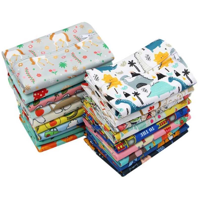 20 * 25cm baby diaper bag cartoon printed wet diaper zipper handbag handcart travel bag outdoor wet diaper storage bag W240812