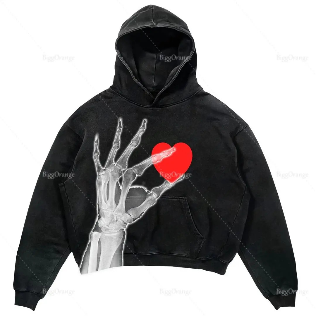 FallWinter High Street Hip Hop Character Print Hoodie Casual O Neck Sweater Pocket Hoodie 240812