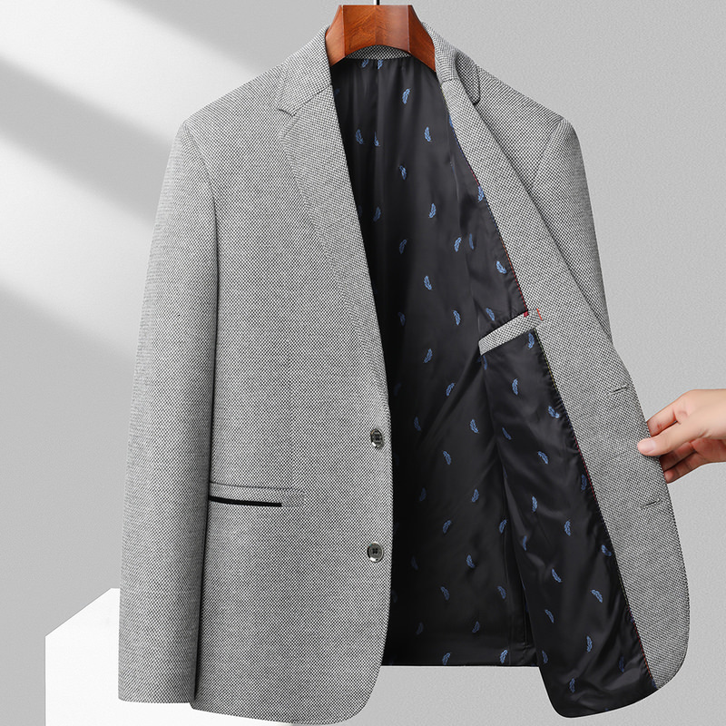 Mens Fashion Business Korean Gentleman Wool Trend Slim Hong Kong Style British Casual Wedding Blazer 240807