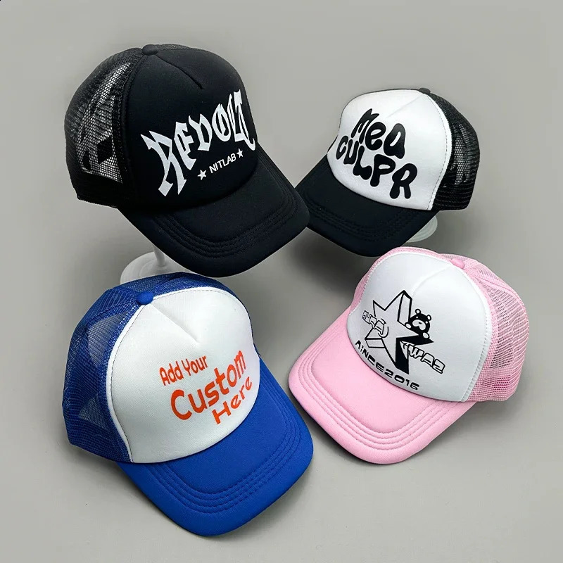 Cool Street Hip Hop Alphabet Colorful Mesh Mens Baseball Hat Cotton Summer Adjustable Breathable Snap Button Sports 240812