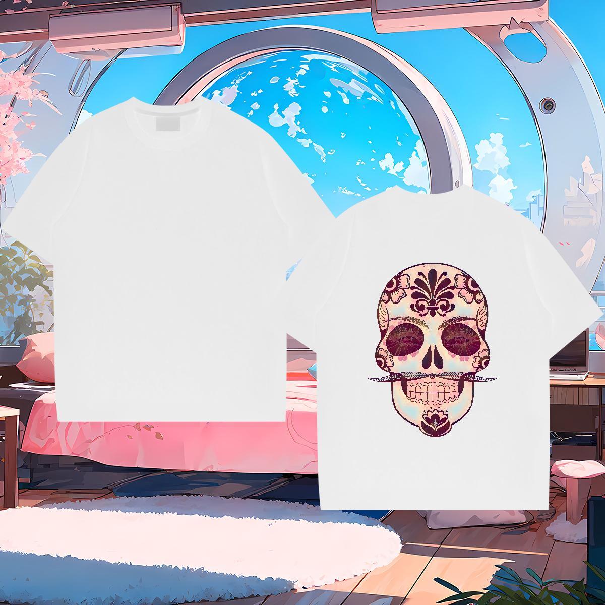 Classic Casual Mens T Shirts skull Tops Tees 230g Cotton Home Outdoor Brand Custom Anime O-Neck Short Sleeve Mens Tshirts