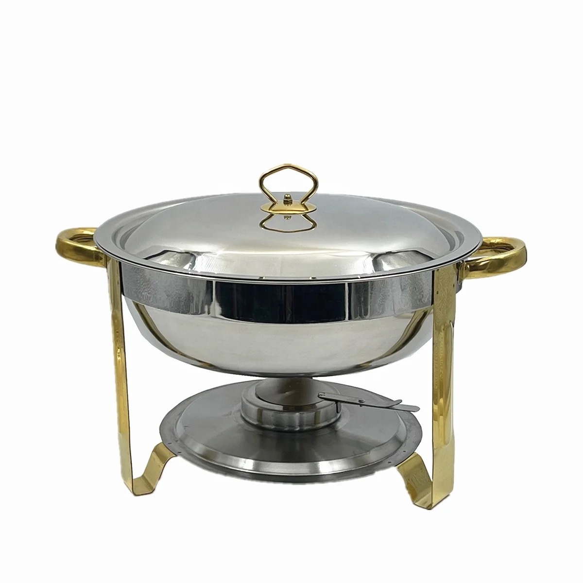 Dishes & Plates 4.5L Stainless Steel Chafer Buffet Chafing Dish Set Catering Pans Food Warmer Lid Round Chafe Circular alcohol stove food heater