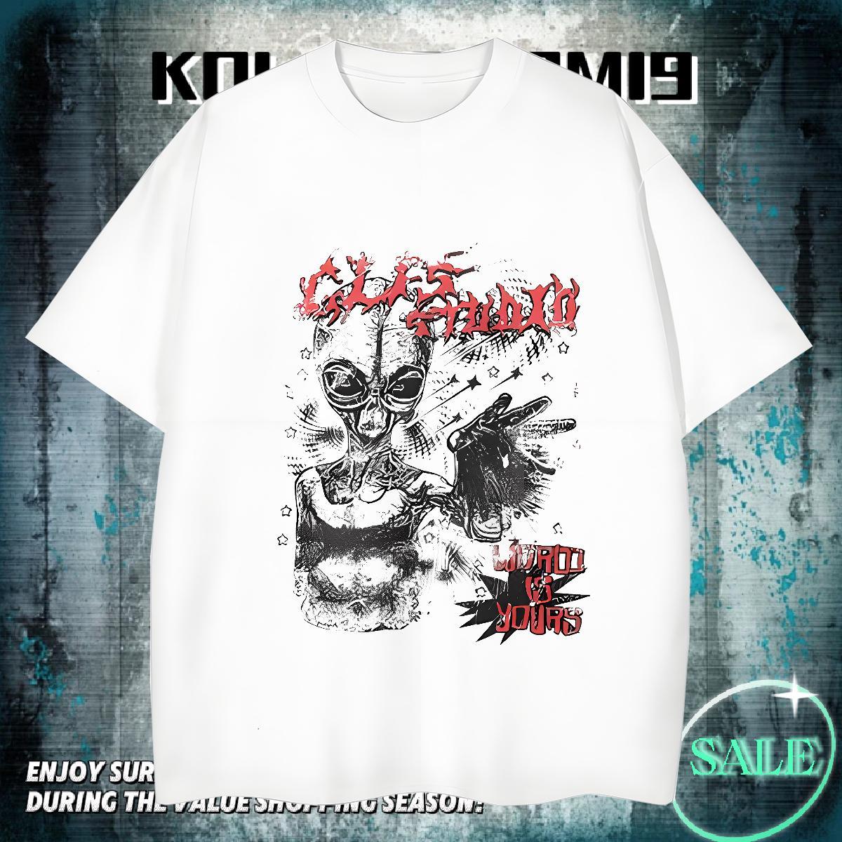 Fashion Men T Shirts ET Clothes 230g Pure Cotton Home Outdoor Soft White Plus Size O-Neck Short Sleeve Men Tshirts