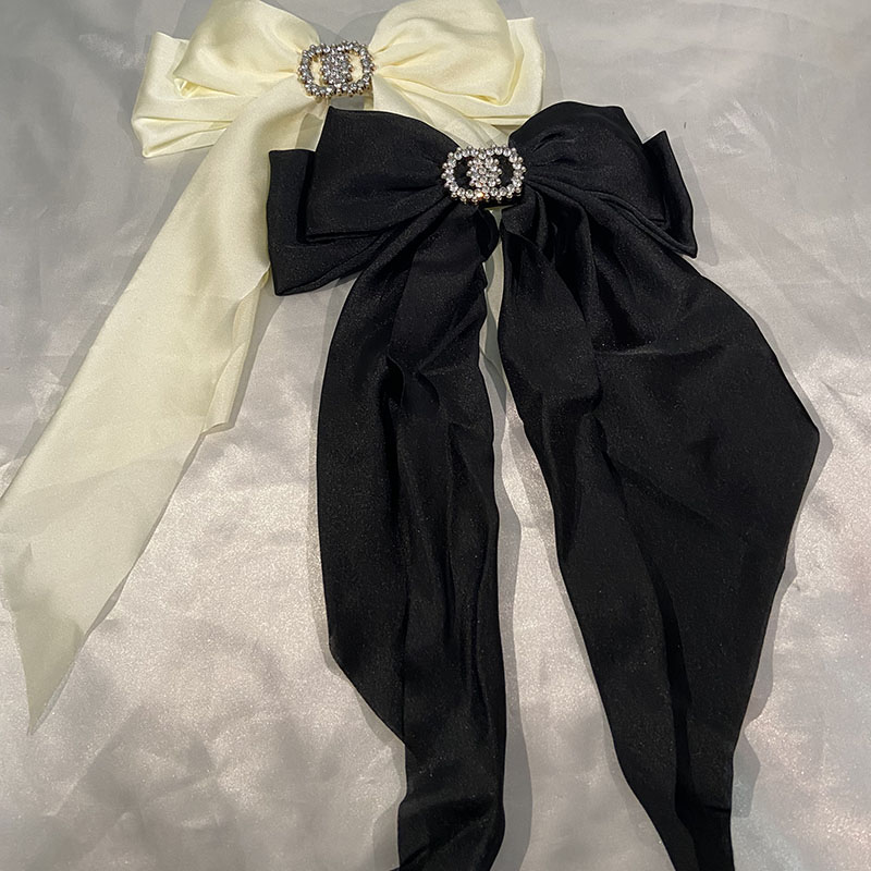 2025 new Korean New Bow Ribbon Simple Handmade Silk Spring Vintage designer brand Clip Hair Accessory Free shipping
