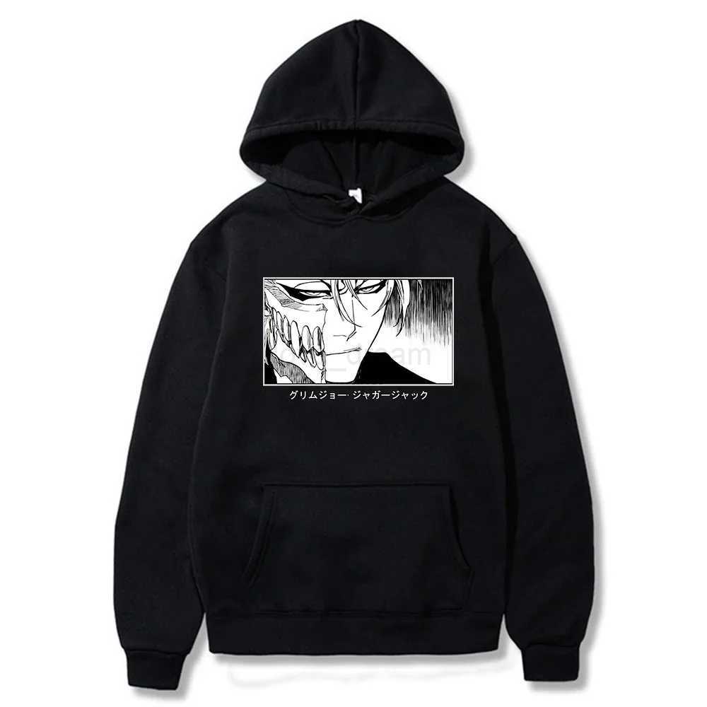 Harajuku Kurosaki Ichigo Bleach Japan Anime Hoodies Mens Funny Cartoon Split Face High Street Long Sleeve Casual SweatshirtsXJ240812
