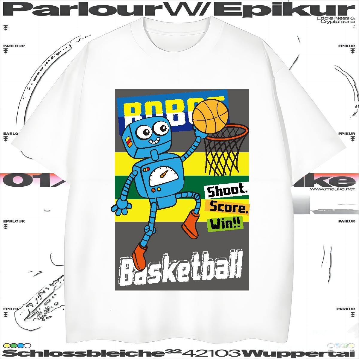 2024 100% Cotton 230g Mens T Shirts robot Spring Summer Men Tops Tees Polos Short Sleeve O-Neck Classic DIY