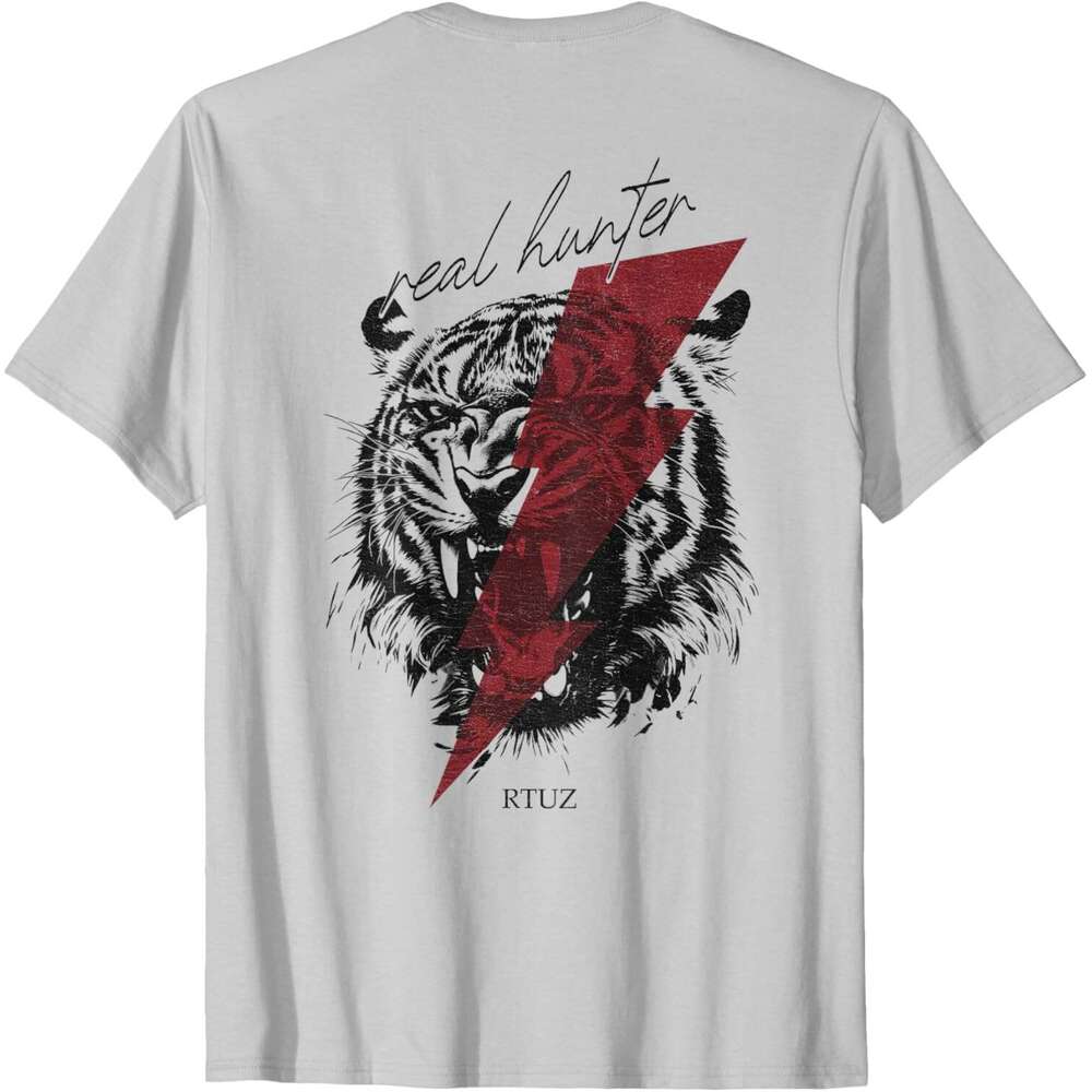 T shirt for Mens Beast of prey Tiger Back Print Hip Hop Vintage Edgy Urban Y2K Streetwear T-Shirt Shirts Tshirt Graphic Tee Casual Tops Clothes Short 