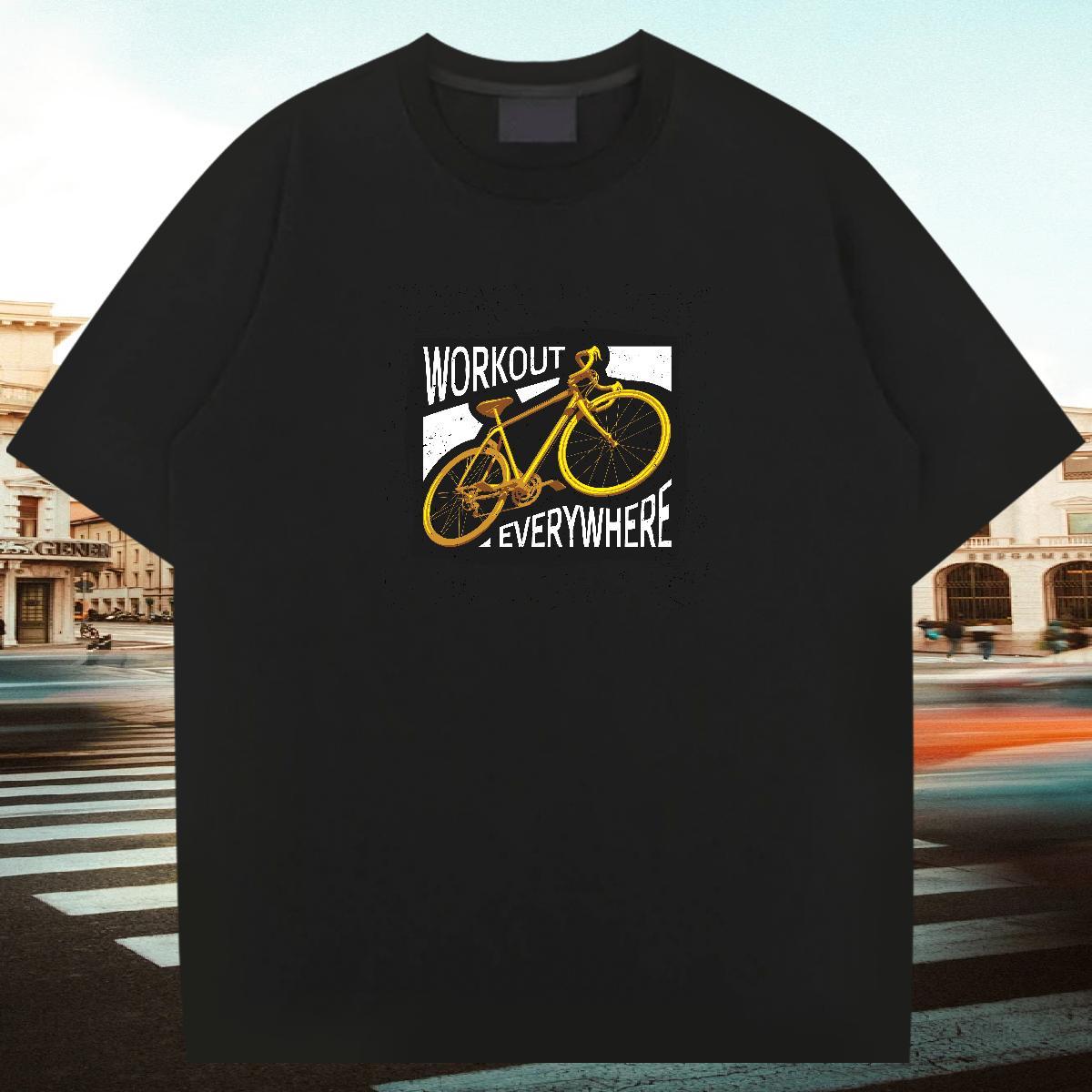 Loose Tshirts Casual Daily Wear 230g 100% Cotton Custom Printed Breathable Soft bicycle T-Shirts for Men Brand Tees Shirts