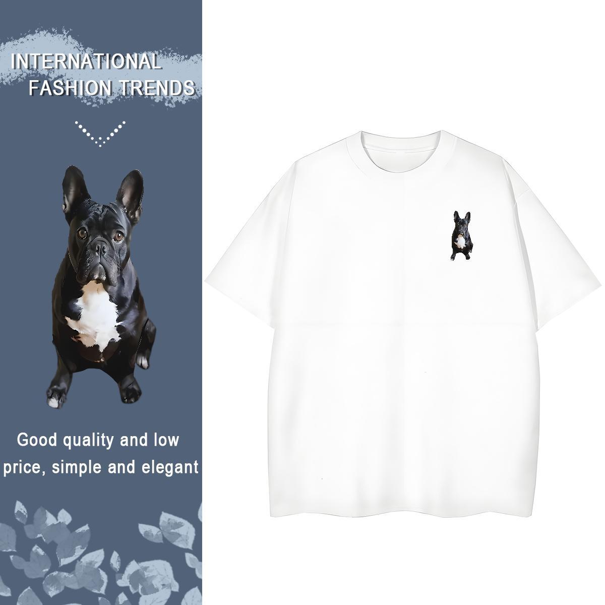 T-Shirts for Men 230g 100% Cotton dog Casual Beach Breathable Short Sleeve Anime Tshirts Fashion Unisex Tees Shirts
