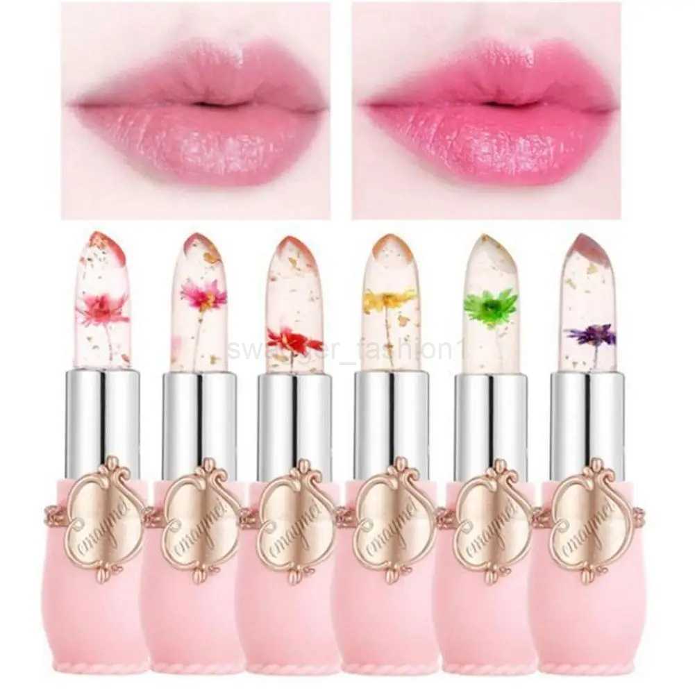 6Pcs/Box Crystal Clear Flower Jelly Lip Balm Lipstick Kits Temperature Color Changing Lip Gloss Moisturizer Nourishing Lip StickXJ240812