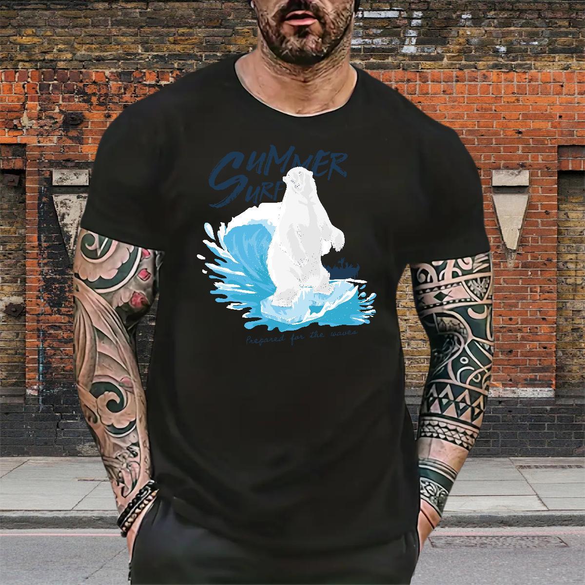 Wholesale T Shirts Men bear Breathable Anime Printing Street Asian Size 230g Pure Cotton Men Tshirts Fashion Casual Tops
