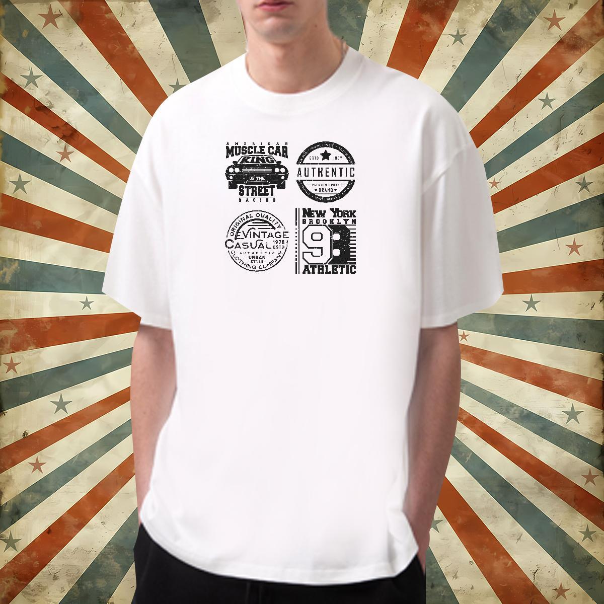 High Quality letter T Shirts Men High Street Hip Hop Men Tops Tees 230g Cotton Classic Casual Pure Cotton White Plus Size Clothes