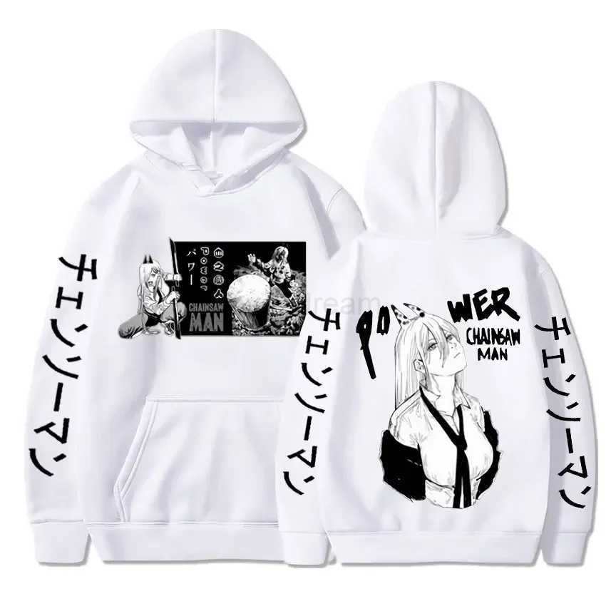 Harajuku Anime Chainsaw Man Power Cute Printed Hooded Plus Size Hoodie Men Women Sweatshirts Comfortable Unisex Warm PulloverXJ240812