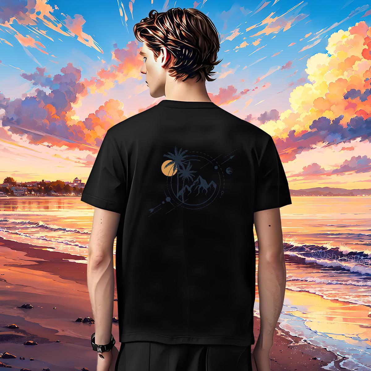 Casual New Men T Shirts mountains Tops Tees 230g Pure Cotton Casual Daily Wear Classic Oversized 4XL Breathable Soft Men Clothes T-Shirt
