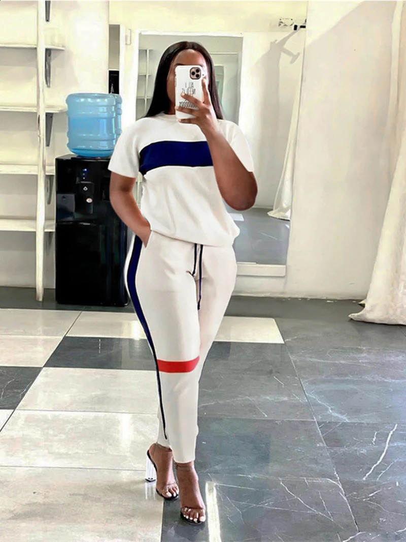 Streetwear Colorblock Tracksuit Women Two 2 Piece Set Outfits Autumn Clothes Pullover Sweatshirt Top and Pants Suits Woman Sets 240812