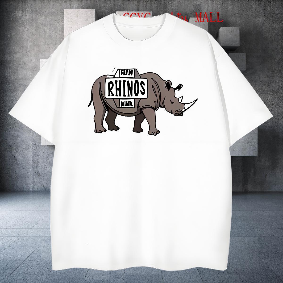 Free Shipping Men Tshirts Summer Casual 100% Cotton 230g DIY Printed Short Sleeve Soft rhinoceros Man T Shirts Casual New Tops