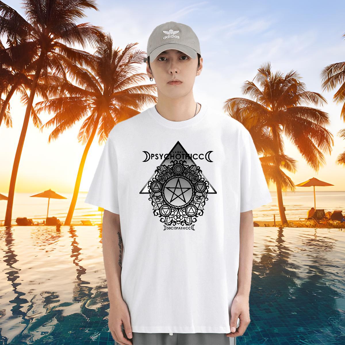 2024 DIY T Shirt For Man eye of the devil Tops Tees 230g Pure Cotton Sports Casual Comfortable Plus Size Cartoon Short Sleeve Soft Men Tees