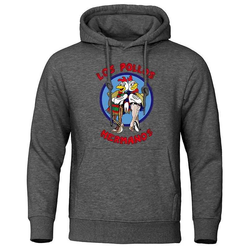 Mens Hoodie Loose Large Letter Printed LOS POLLOS Hermanos Mens Sports Shirt Chicken Brothers Pulling Warm HoodieW240724
