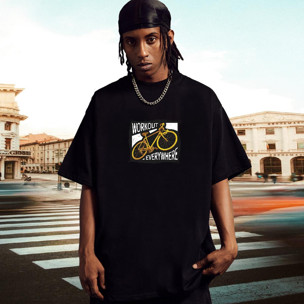 Loose Tshirts Casual Daily Wear 230g 100% Cotton Custom Printed Breathable Soft bicycle T-Shirts for Men Brand Tees Shirts