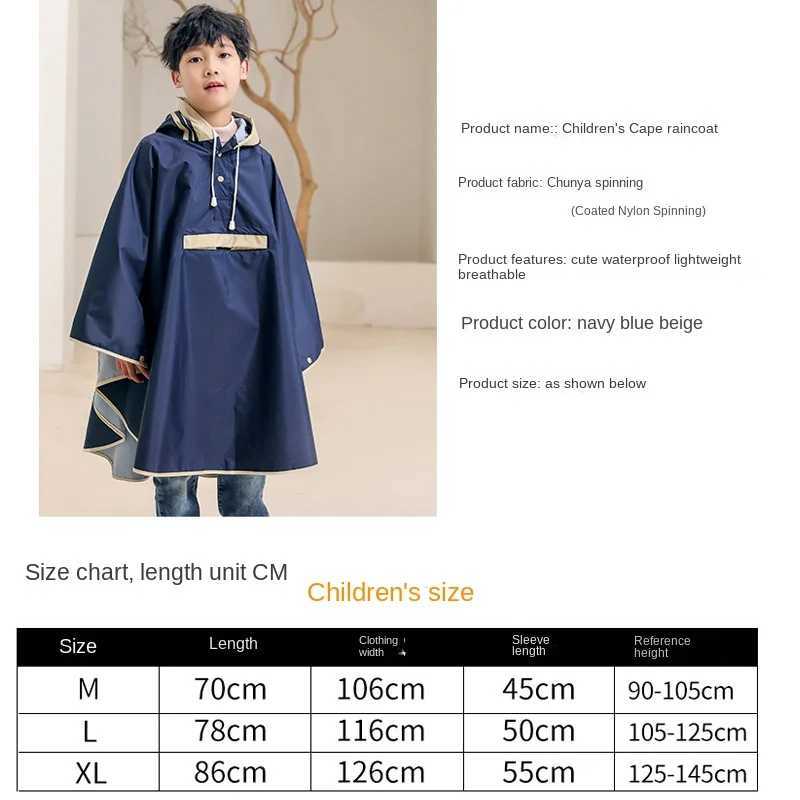Childrens raincoat cloak style boys and girls schoolbags senior primary school childrens poncho riding electric car raincoat Y240810