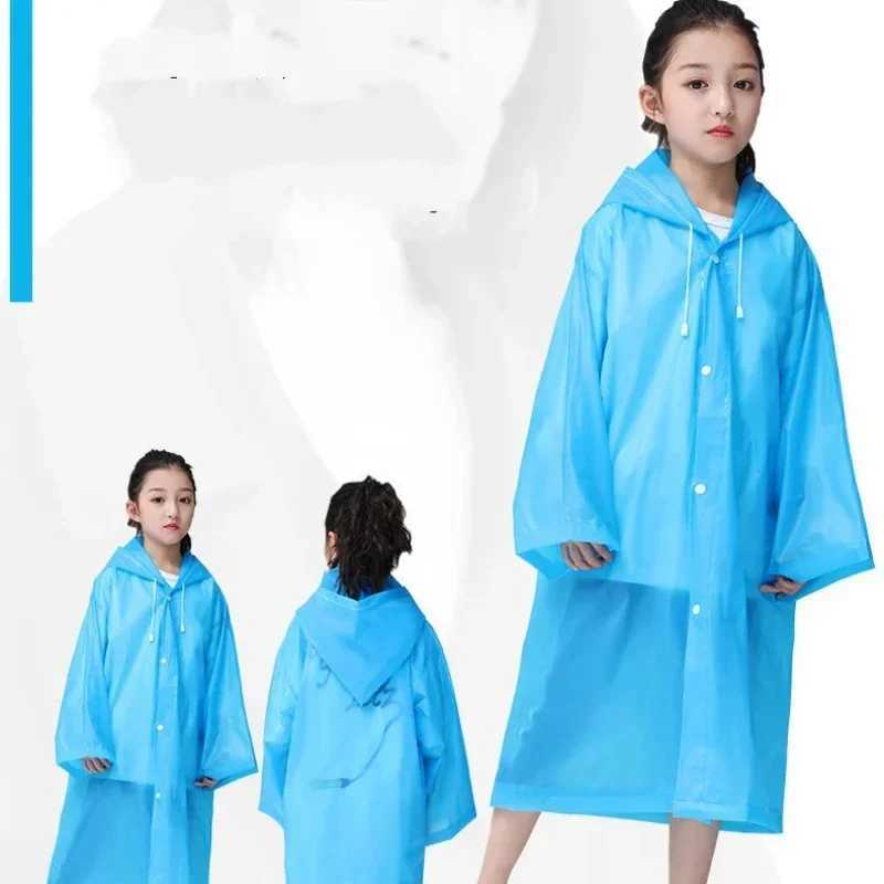Fashion Childrens Raincoat High-quality EVA Waterproof Thickened Raincoat Outdoor Hiking Reusable Transparent Raincoat Y240810