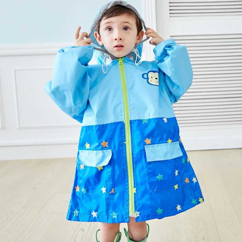 Baby Raincoat Children Monkey Rain Poncho Kindergarten Boys Girls Waterproof Jacket Camping Travel RainWear With Breathable Mesh Y240810
