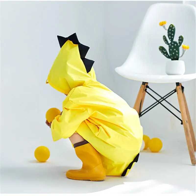 Cute Dinosaur Children raincoat Kids Cartoon Rain coat Waterproof Hooded Boys Girls Children Rain Coat Outdoor household Color Y240810