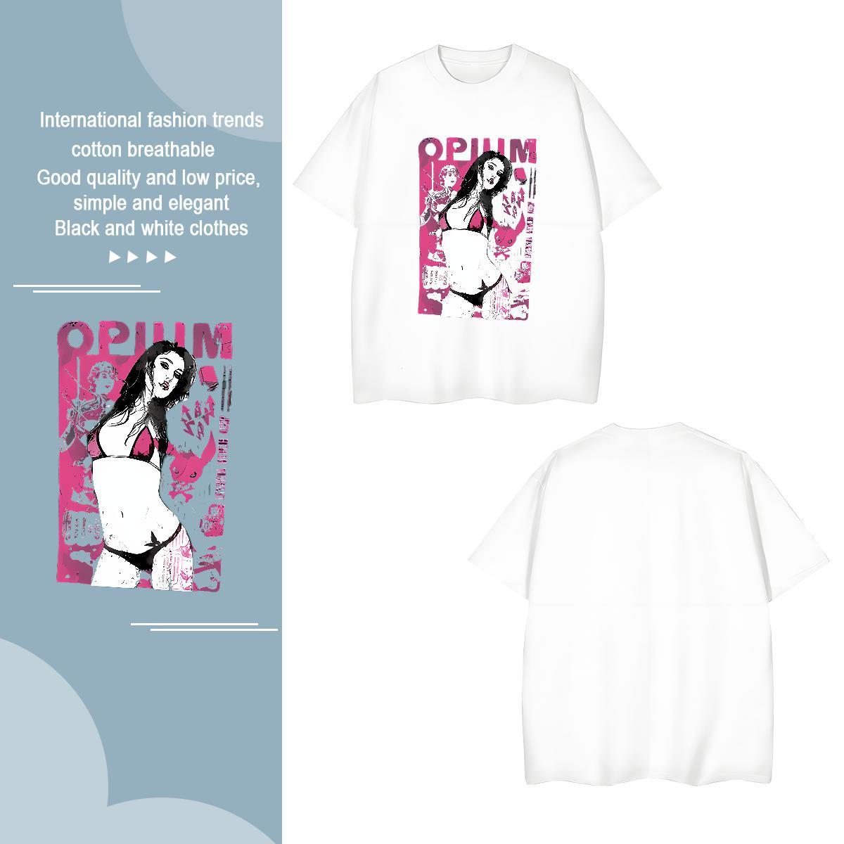 Fashion 230g Pure Cotton T-Shirts person Hip Hop Men Tops Tees Top Tees Breathable Short Sleeve TOP Quality Anime Print