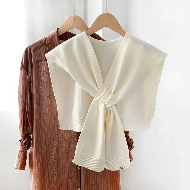 Korean Knitted Shaver Womens Autumn/Winter Air Conditioning Room Knitted Cross Shaver Fashion W240810