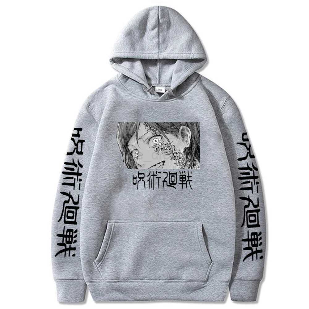 Fashion Anime Jujutsu Kaisen Kugisaki Nobara Hoodies Cool Cartoon Black And White Print Harajuku Streetwear Casual SweatshirtsXJ240812