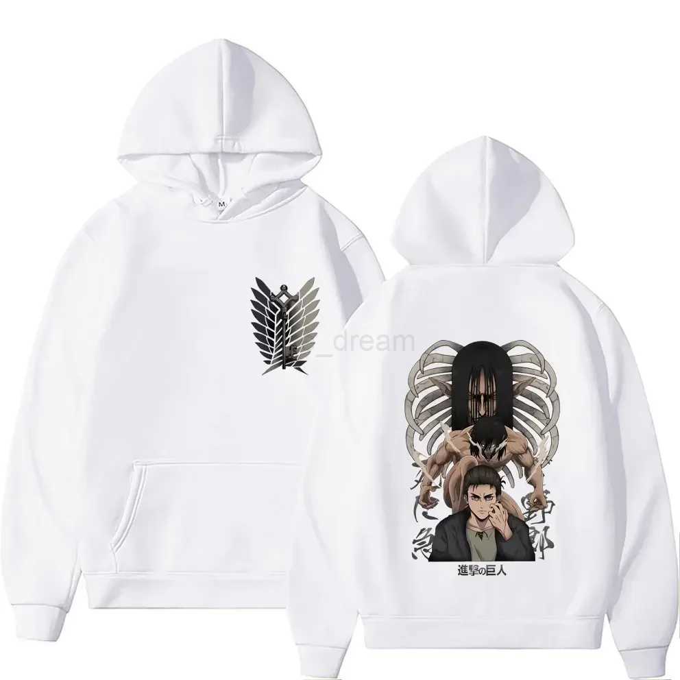 Anime Attack On Titan Men Women Hoodies Yeager Eren Graphic Printed Hooded Plus Size Sweatshirt Harajuku Streetwear PulloverXJ240812
