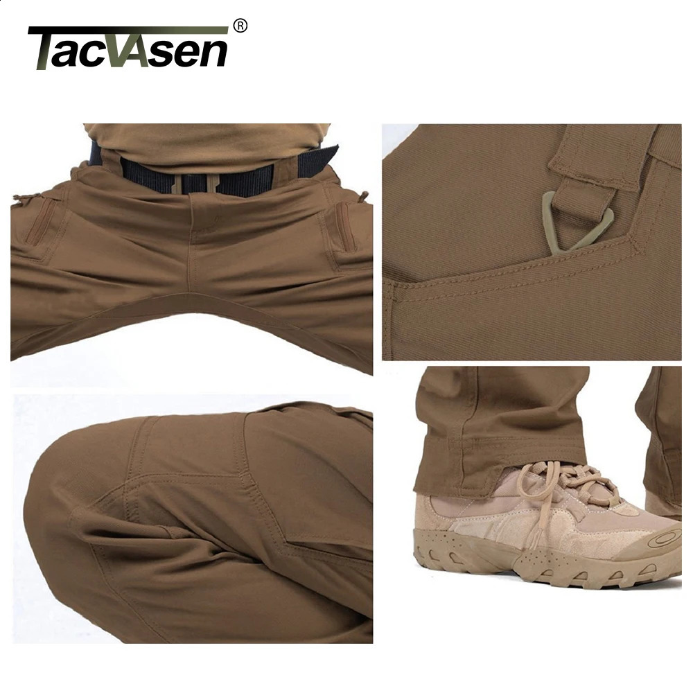 TACVASEN IX9 City Cargo Pants Mens Multi Pockets Work Pants Cotton Stretch Casual Trousers Outdoor Training Hiking Pants Male 240812