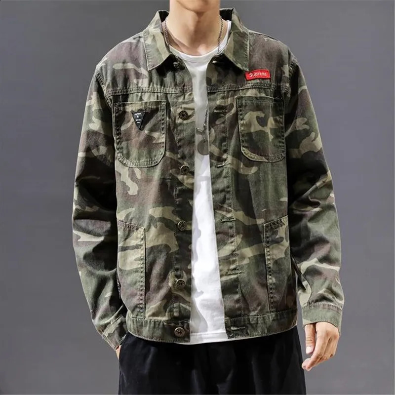 Spring Autumn Men Black Denim Jacket Mens All-Match Korean Casual Fashionable Male Camouflage Work Jacket Shirt Top Outerwear 240812