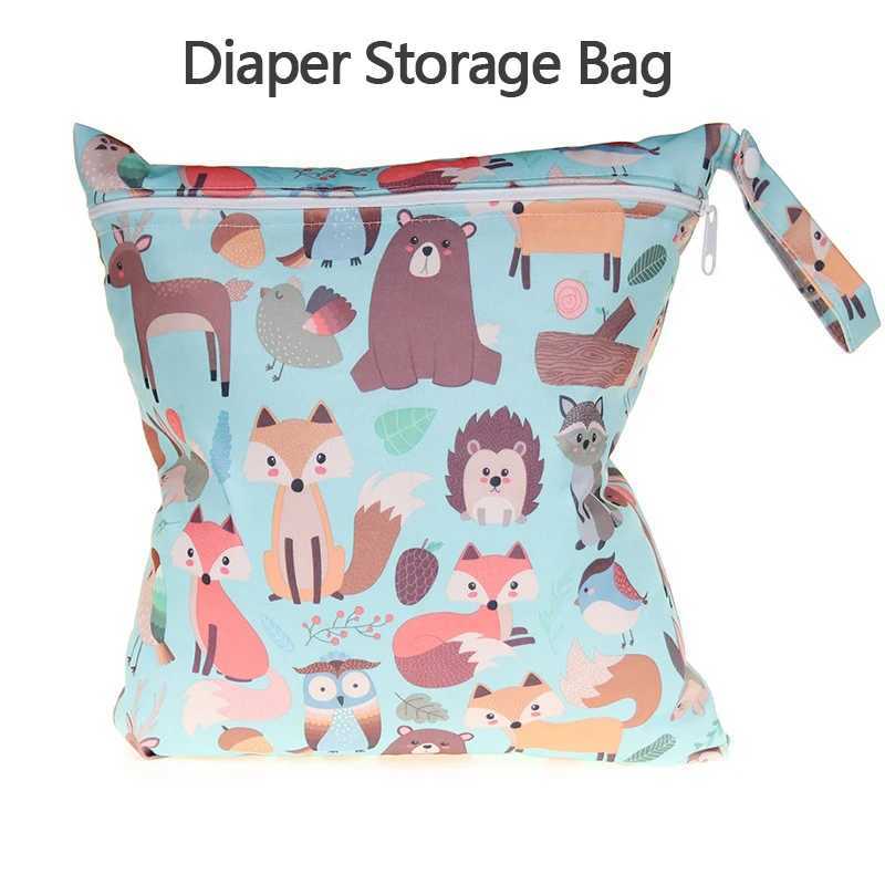 Baby Diaper Storage Bag 30X28cm Waterproof Single Zipper Storage Bag Cartoon Pattern Baby Touring Car Stroke Handbag W240812