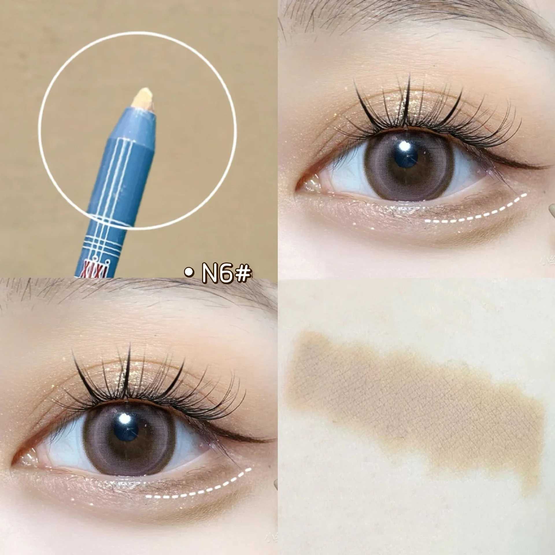 Glitter Lying Silkworm Pen Purple Nude Eyeshadow Eyeliner Gel Pen Shimmer Matte Brightening Highlighter Makeup with SharpenerCL240812