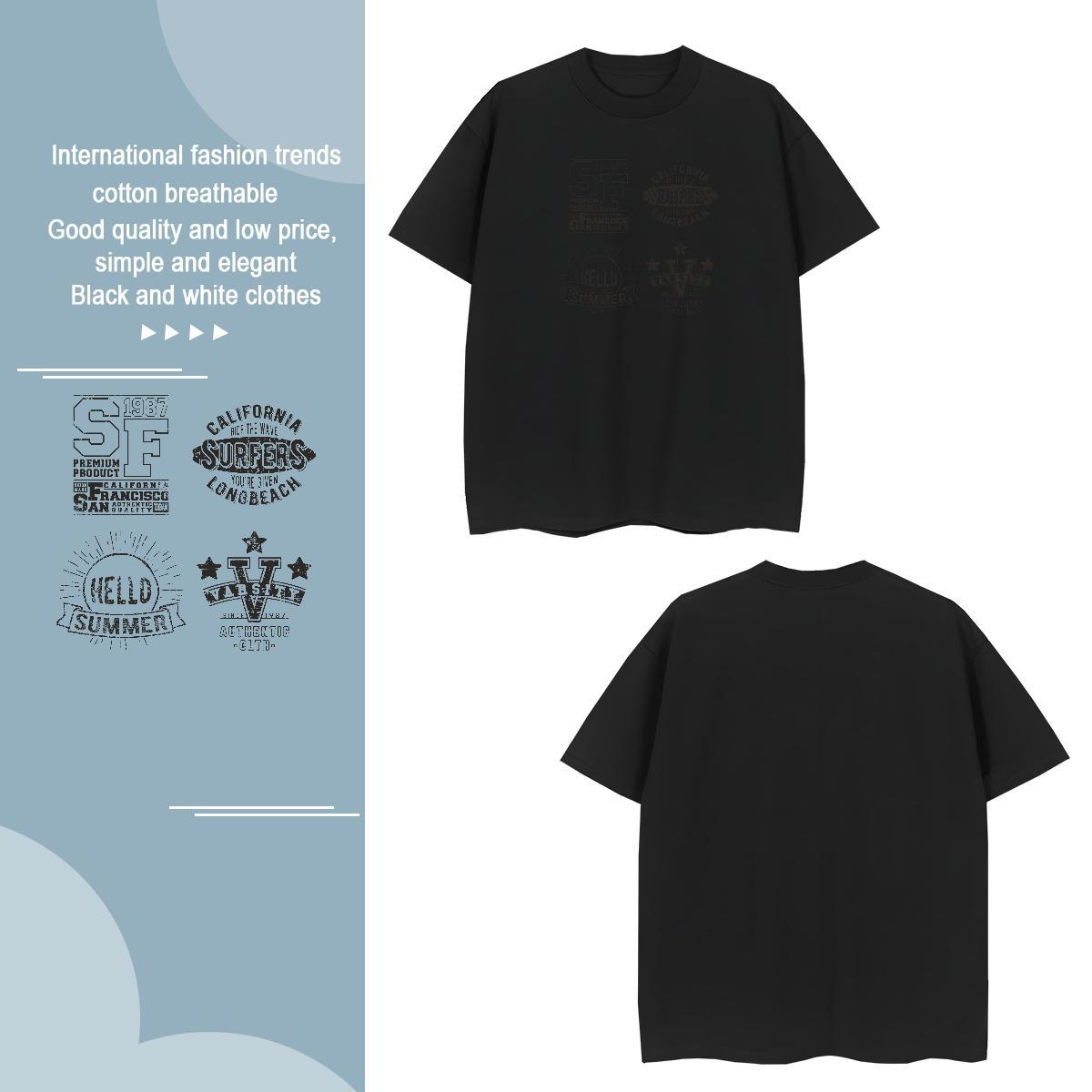 Wholesale Mens Tshirts letter 230g Cotton Daily Wear Crew Neck Breathable T-Shirts for Men DIY Brand Tees