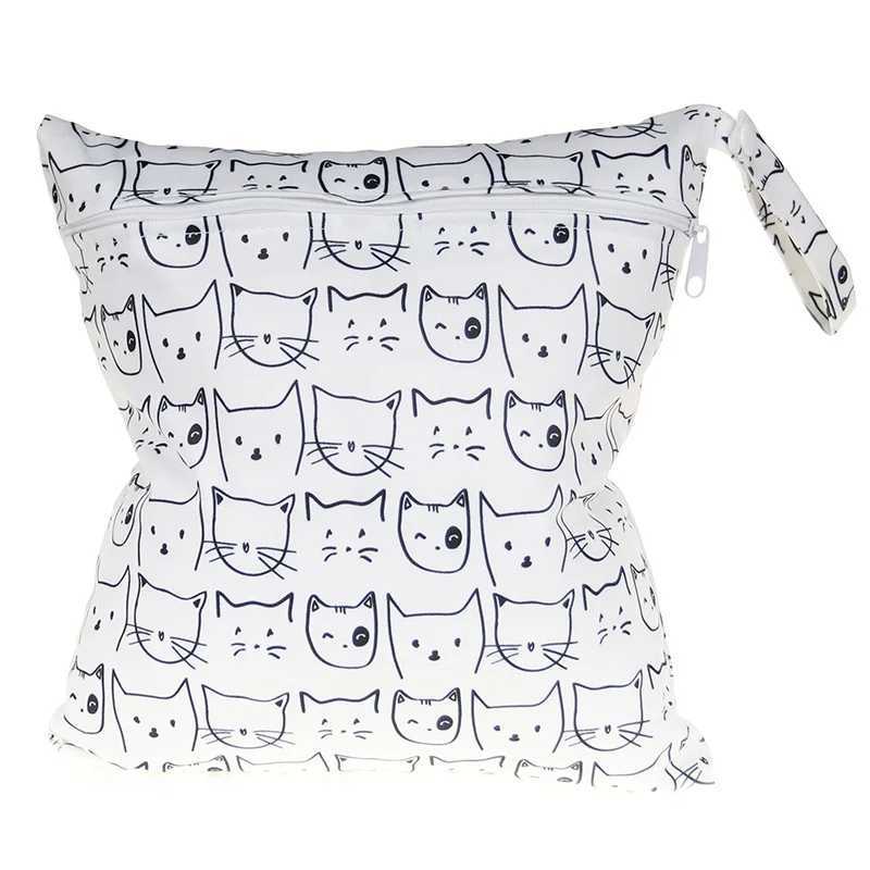 8 cat pattern waterproof wet bag single zipper bag baby diaper storage bag washable diaper wet bag W240812