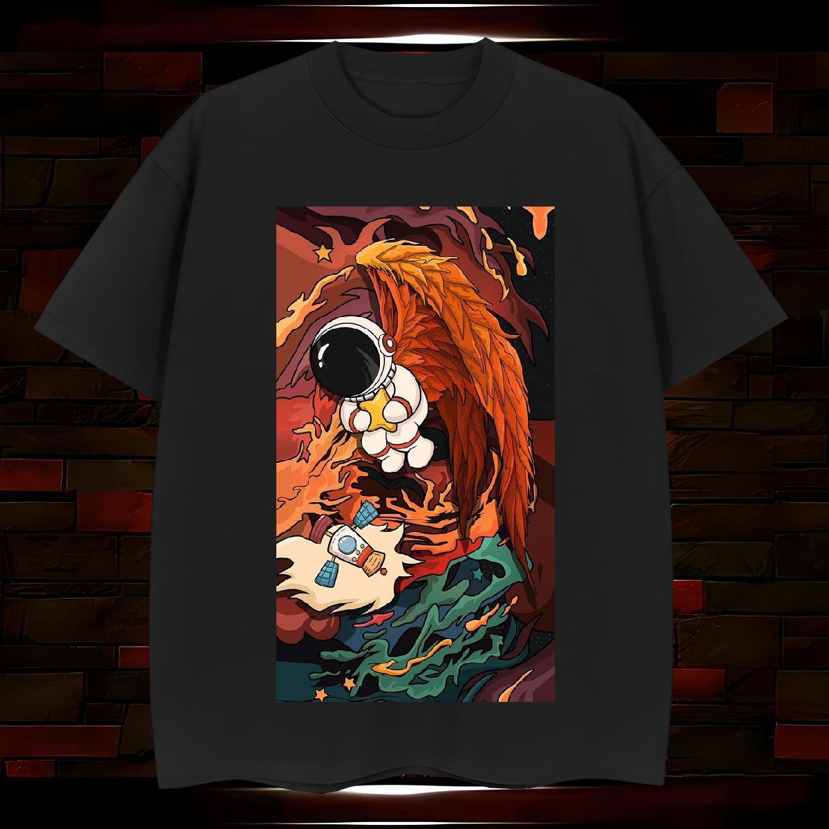 Loose Fit Mens Tshirts spaceman 230g Cotton Spring Summer Breathable Short Sleeve Men T Shirts Anime Print Classic Tees Shirts