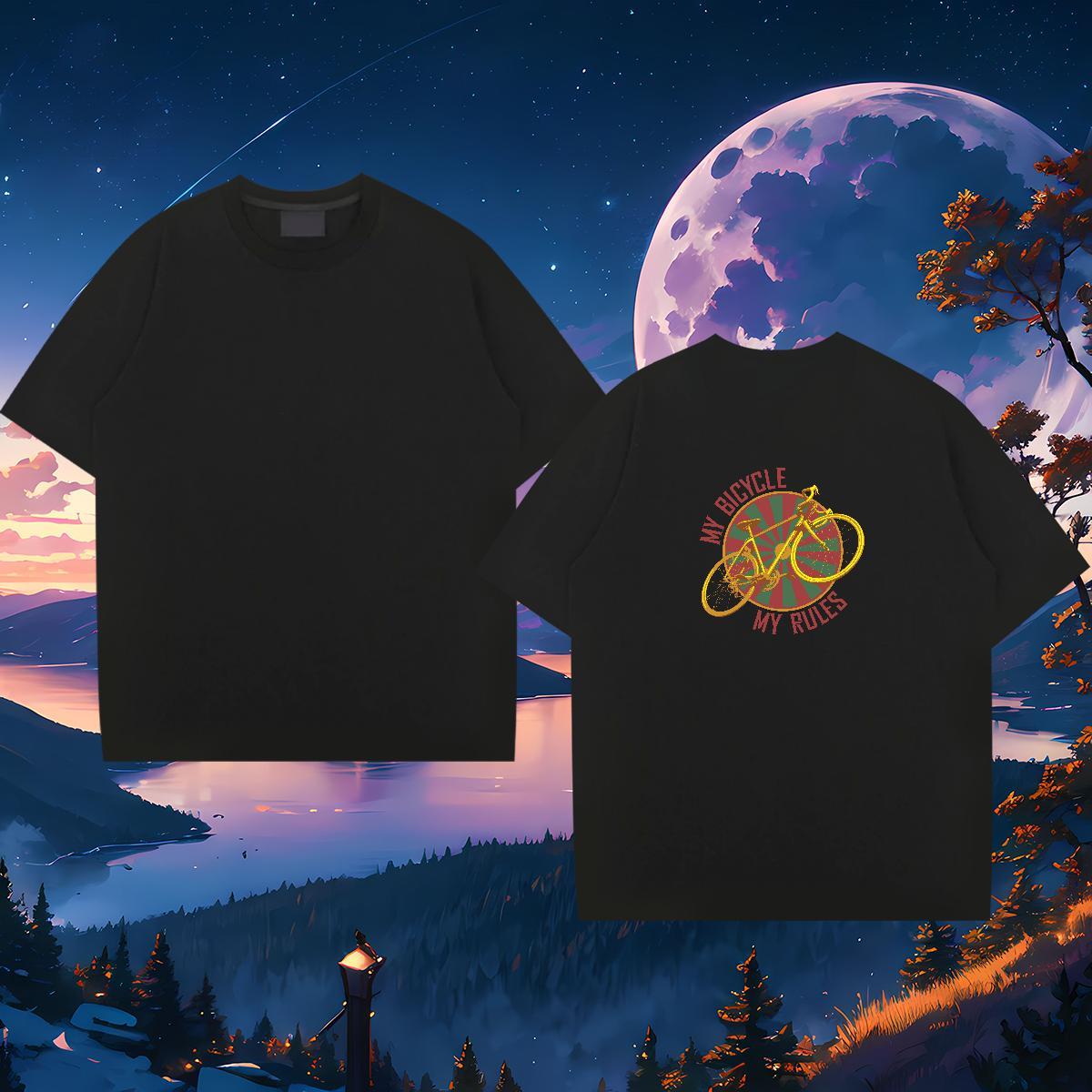 2024 New T-Shirts bicycle Tee Shirt 230g 100% Cotton Casual Beach Designer DIY Printed Breathable Crew Neck Couples T Shirts