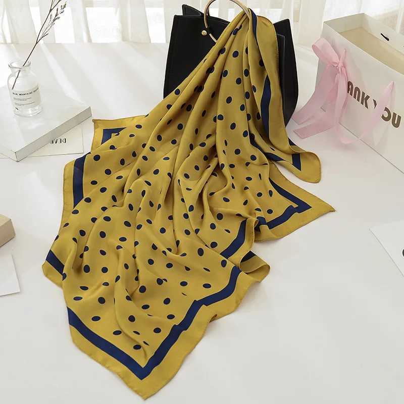 New Fashion Silk Dot Square Scarf 90 * 90cm Womens Neck Hair Tie Strap Bag Knitted Soft Collar Headscarf W240810