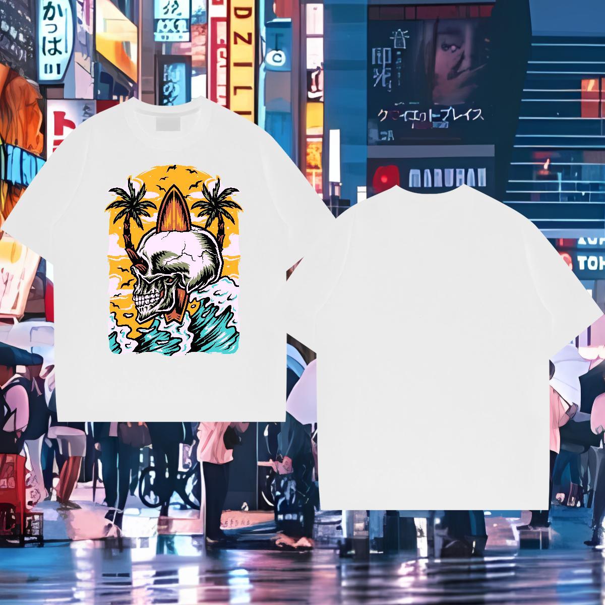 Fashion Design Mens T Shirts skull Clothings 230g Cotton Street wear Hip Hop Popular Custom Cartoon Crew Neck Breathable Couples T Shirts
