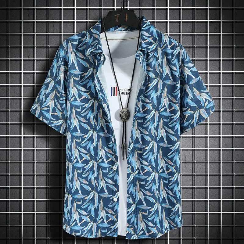Hawaiian beach shirts Mens short-sleeved casual shirts Seaside vacation quick-drying clothes Loose floral topsXJ240812