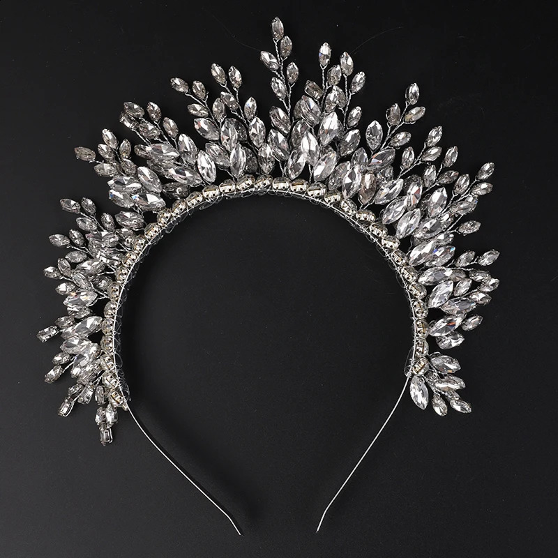 Rhonestone Bridal Crown for Women Headpiece Handmade Wedding Hair Jewelry Accessories Fashion Party Prom Tiaras Ornaments 240805