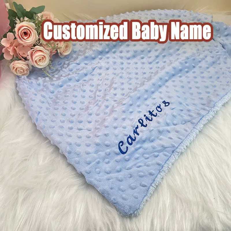 Customized name Personalized baby blanket baby blanket swaddle bag soft wool crib baby stroller baby blanketW240810
