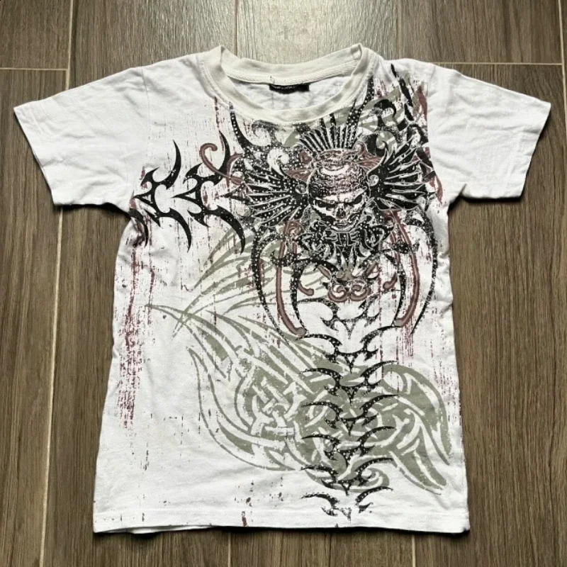 Y2K Retro T-shirt Harajuku Hip Hop Kawaii Oversized T shirt Mens Womens Short Sleeved Gothic Clothing Tops Streetwear 240812